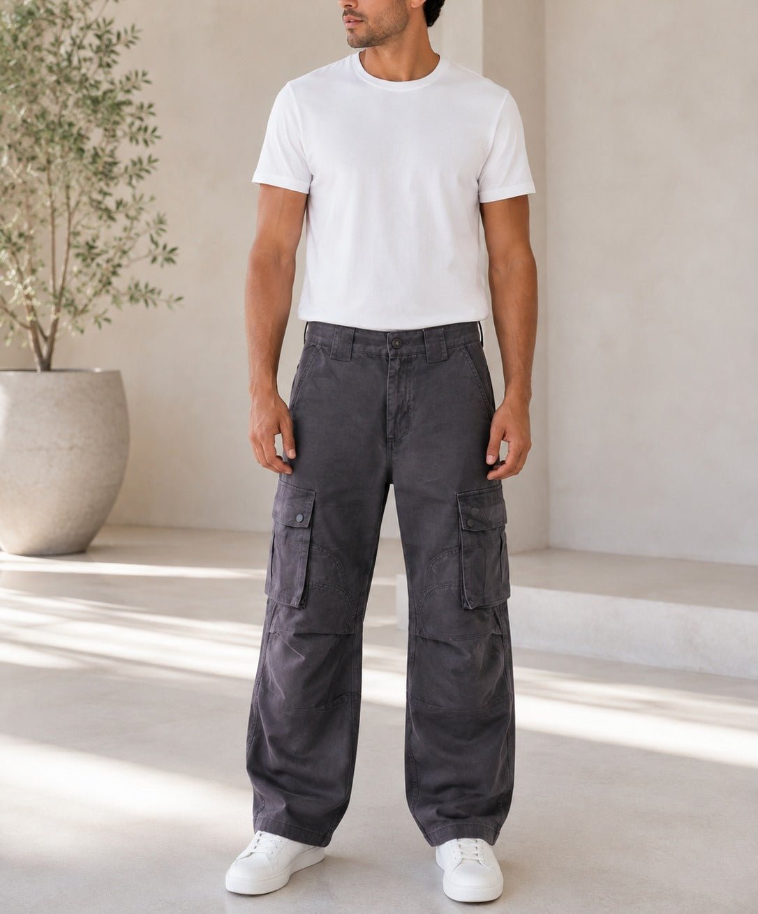Men's Charcoal Grey Cargo Pants - StylePhase SA