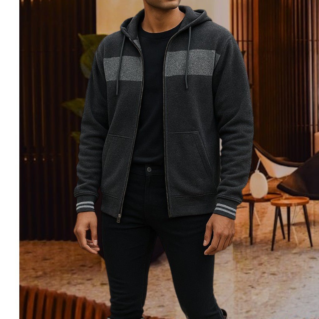Mens Charcoal Zip Jacket - StylePhase SA