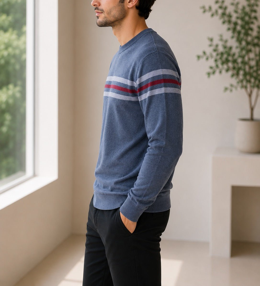Men's Chest Stripe Crew Neck Jersey - StylePhase SA