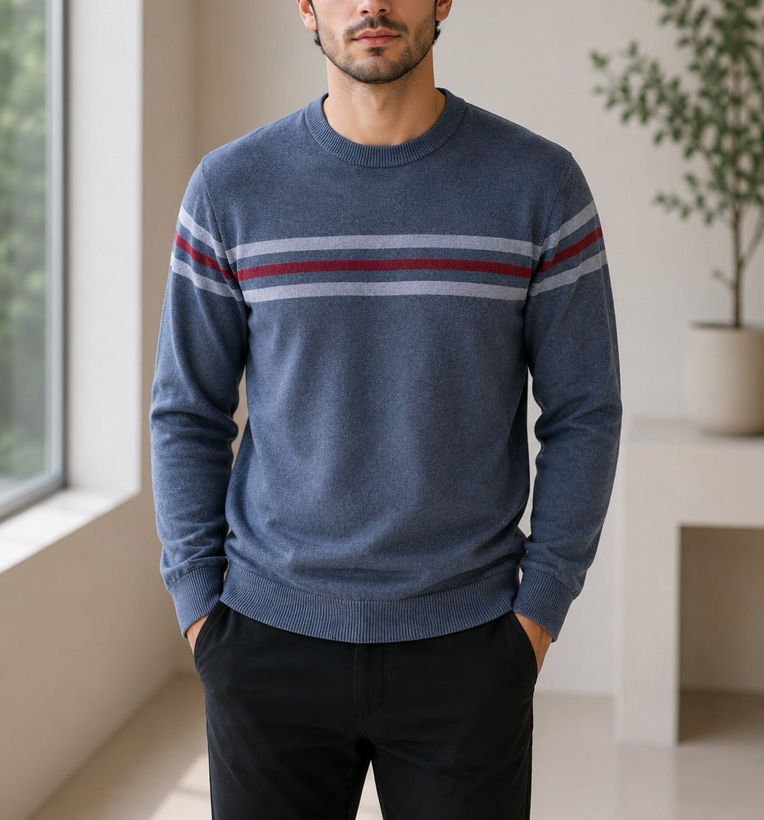 Men's Chest Stripe Crew Neck Jersey - StylePhase SA