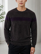 Men's Chocolate Brown Stripe Round Neck Sweater - StylePhase SA