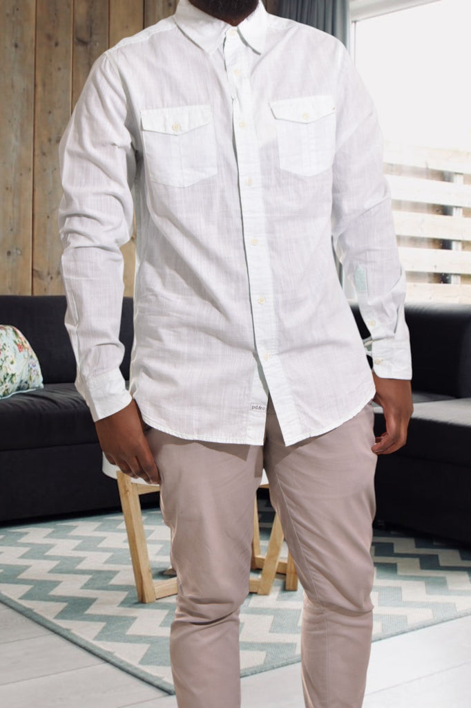 Mens Cream Long Sleeve Shirt - StylePhase SA