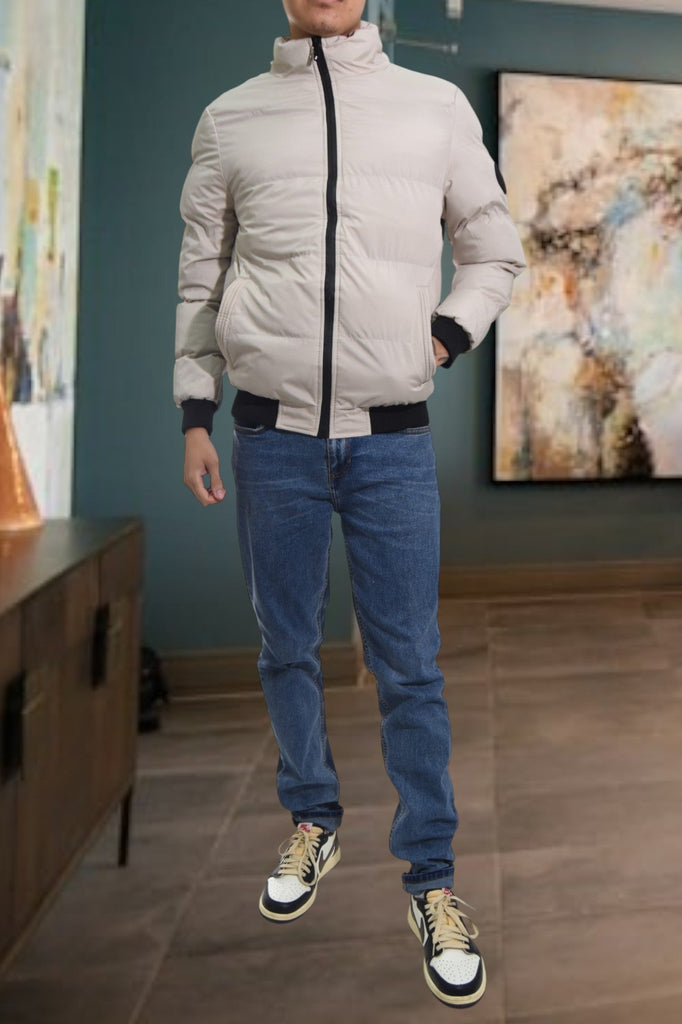 Mens Cream Puffer Jacket - StylePhase SA