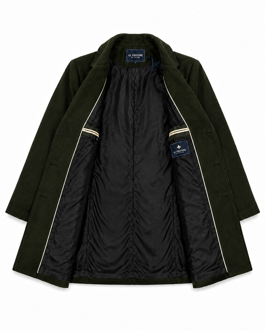 Men's Dark Green Double Breasted Melton Coat - StylePhase SA