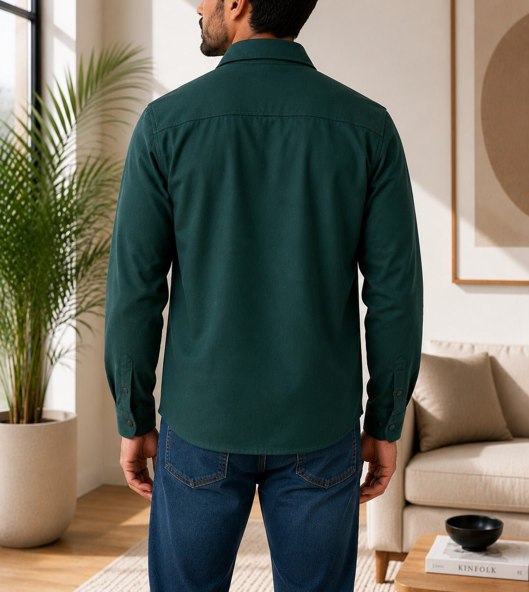Men's Dark Green Melton Shacket - StylePhase SA