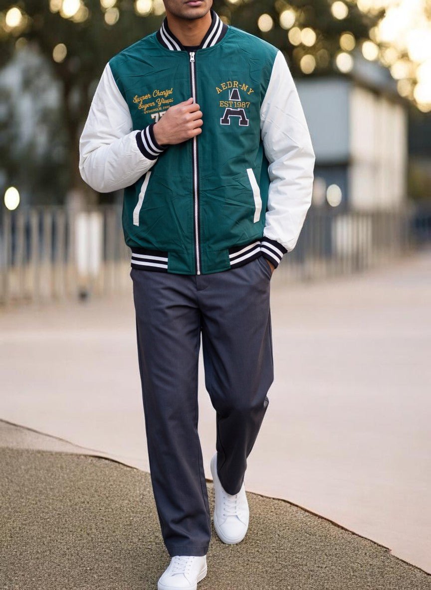 Mens Dark Green Printed Zip Jacket - StylePhase SA