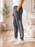 Men's Dark Grey Stripe Track Pants - StylePhase SA