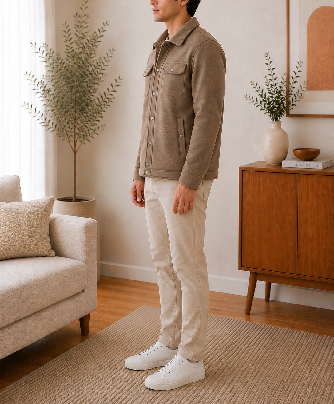 Mens Fur Lined Brown Flat Pocket Jacket - StylePhase SA