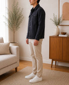 Mens Fur Lined Charcoal Flat Pocket Jacket - StylePhase SA