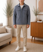 Mens Fur Lined Grey Flat Pocket Jacket - StylePhase SA