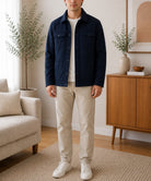 Mens Fur Lined Navy Flat Pocket Jacket - StylePhase SA