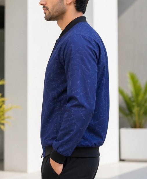 Mens Fur V Neck Navy Jacket - StylePhase SA