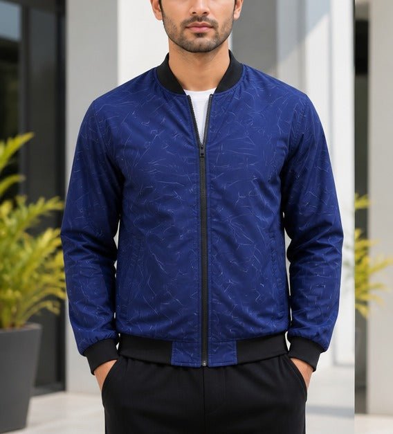 Mens Fur V Neck Navy Jacket - StylePhase SA
