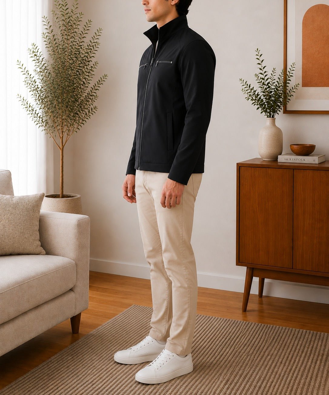 Mens Fur Zip Black Pocket Jacket - StylePhase SA