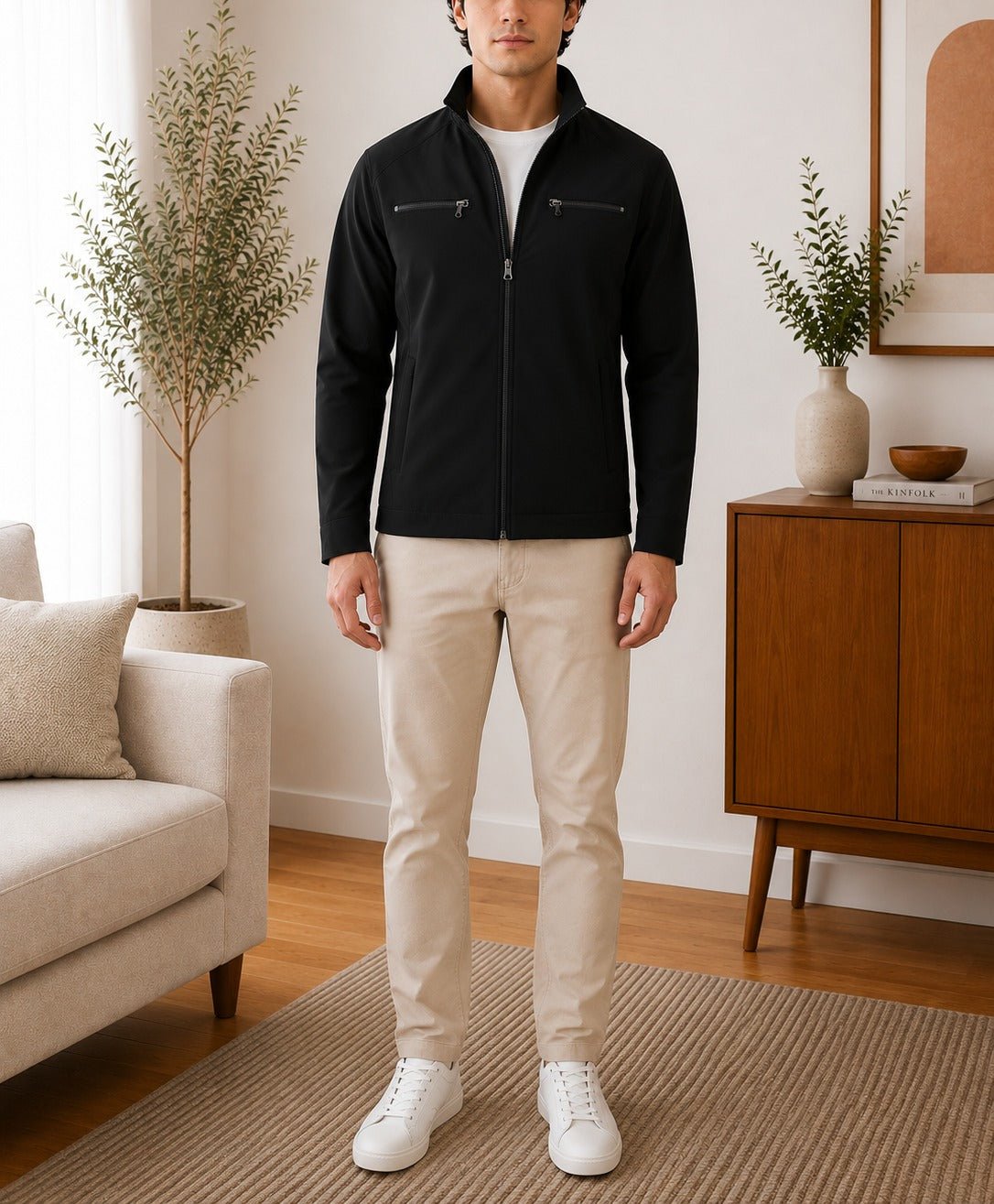 Mens Fur Zip Black Pocket Jacket - StylePhase SA