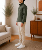 Mens Fur Zip Olive Green Pocket Jacket - StylePhase SA