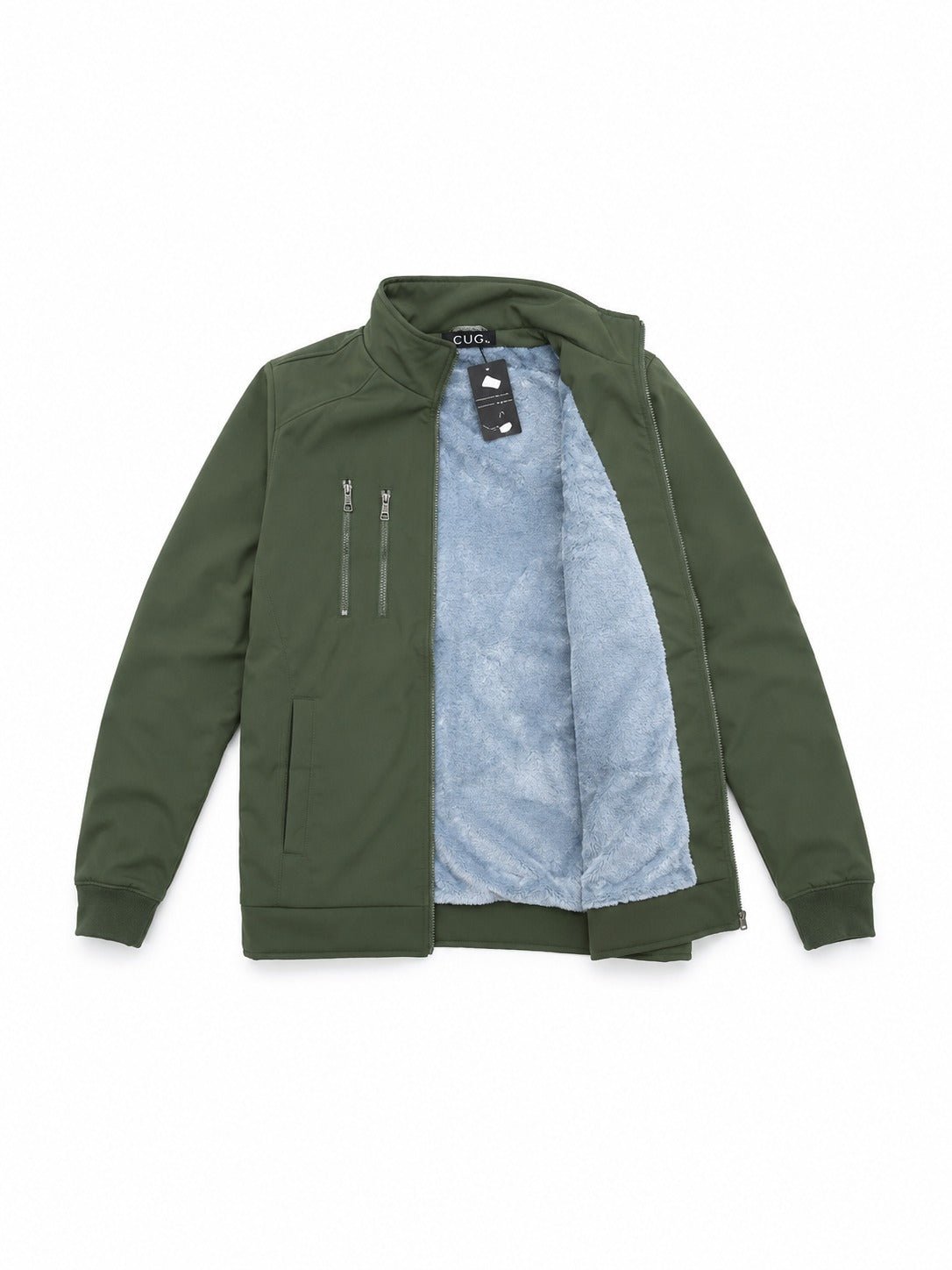 Mens Green Double Chest Zip Jacket - StylePhase SA