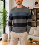 Men's Grey And Blue Stripe Knit Jersey - StylePhase SA