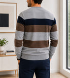 Men's Grey And Brown Knit Jersey - StylePhase SA