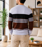 Men's Grey And Brown Stripe Knit Jersey - StylePhase SA