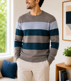 Men's Grey And Navy Knit Jersey - StylePhase SA