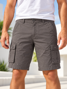 Men's grey cargo shorts front view