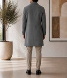 Men's Grey Double Breasted Melton Coat - StylePhase SA
