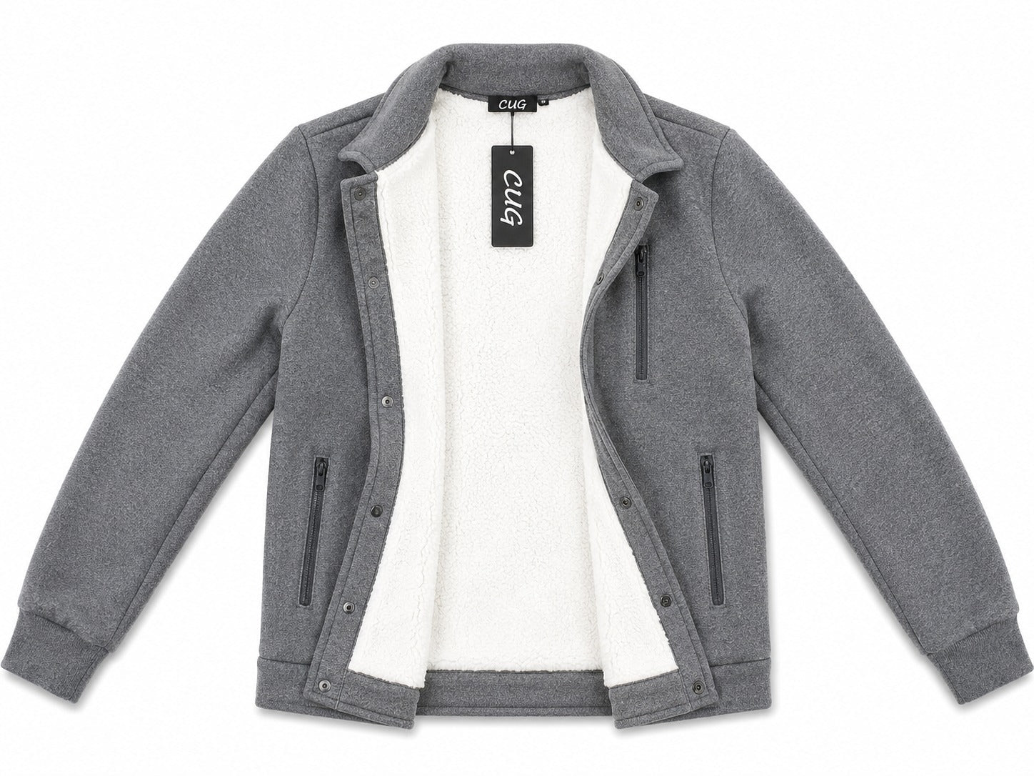 Mens Grey Fleece Chest Zip Jacket - StylePhase SA
