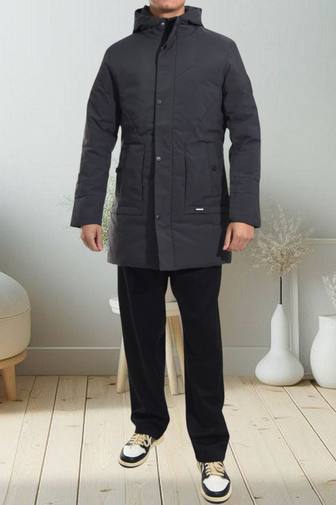 Mens Grey Long Hoody Jacket - StylePhase SA