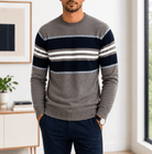 Men's Grey Navy Colour Block Stripe Knit Jersey - StylePhase SA