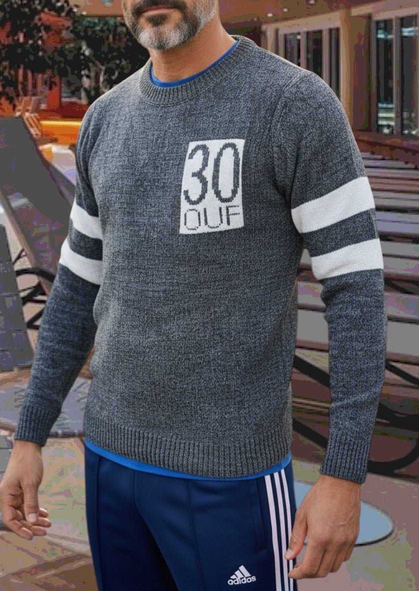 Men's Grey Printed Fleece Jersey - StylePhase SA