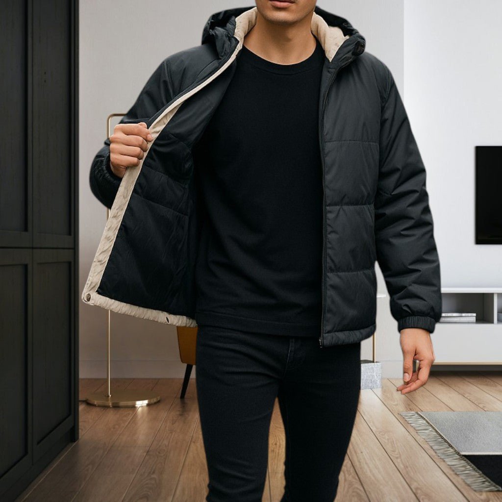 Mens Grey Puffer Hoody Jacket - StylePhase SA