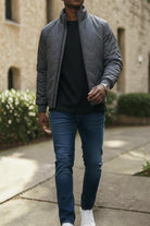 Mens Grey Quilt Zip Jacket - StylePhase SA