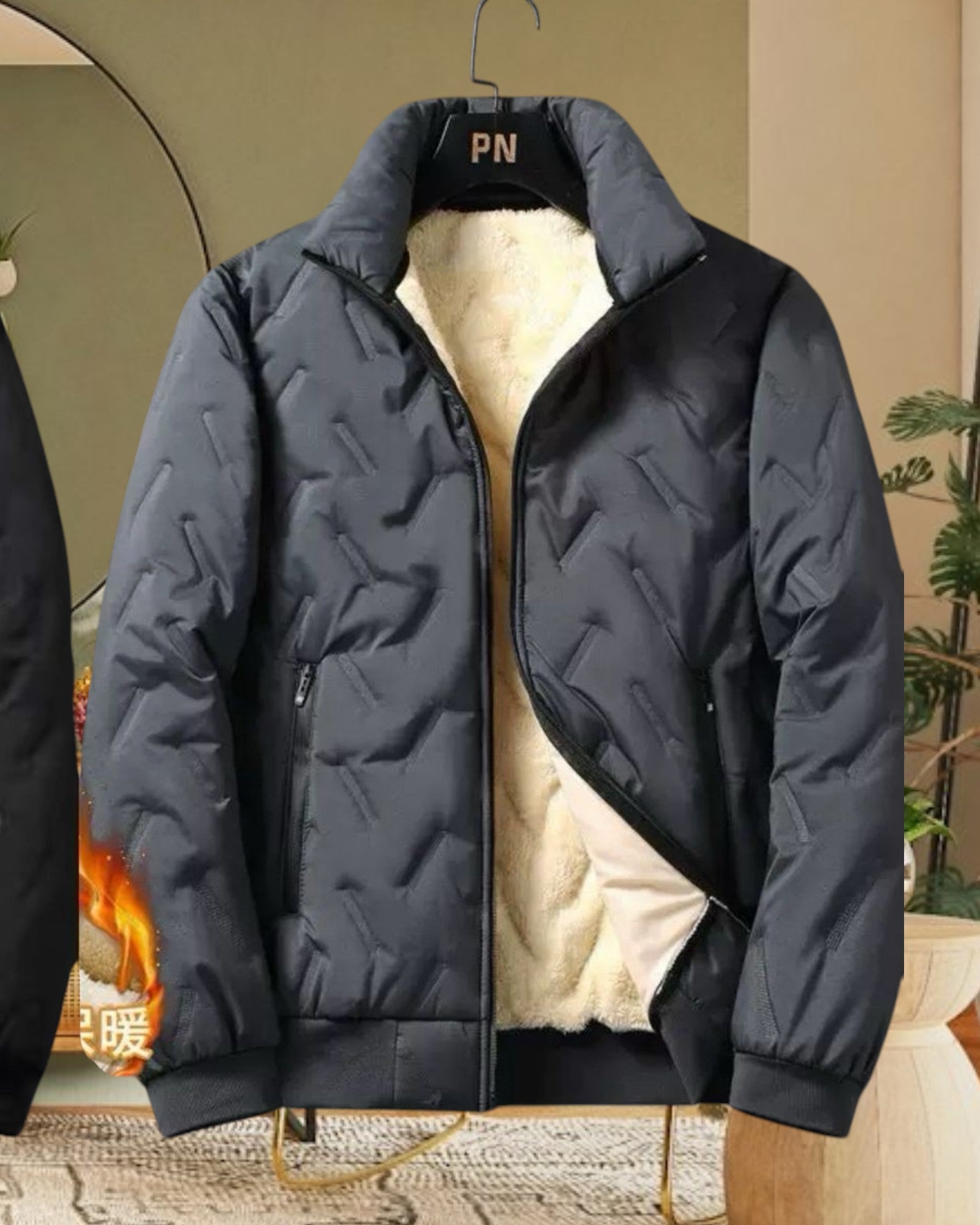 Mens Grey Quilt Zip Jacket - StylePhase SA