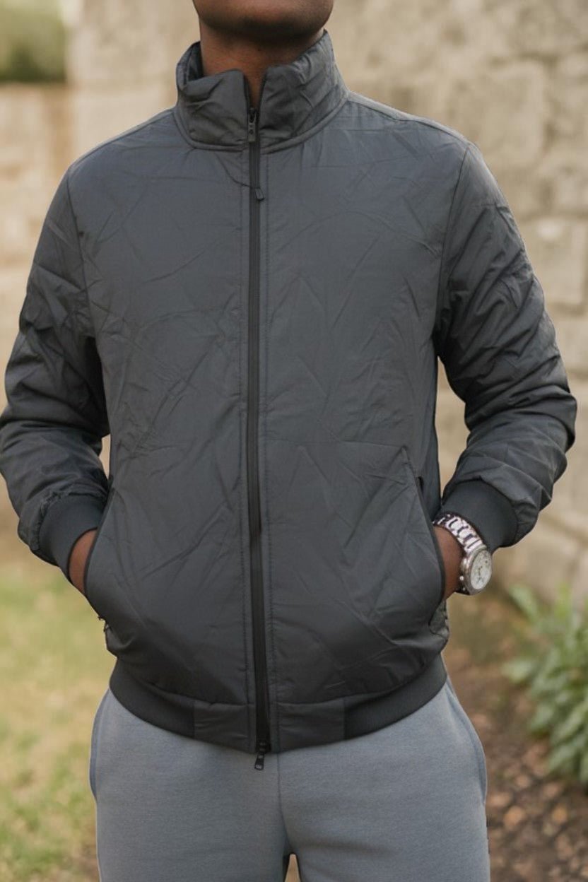 Mens Grey Quilt Zip Jacket - StylePhase SA