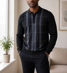 Men's Grey Stripe Printed Collar Sweater - StylePhase SA