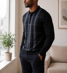 Men's Grey Stripe Printed Collar Sweater - StylePhase SA