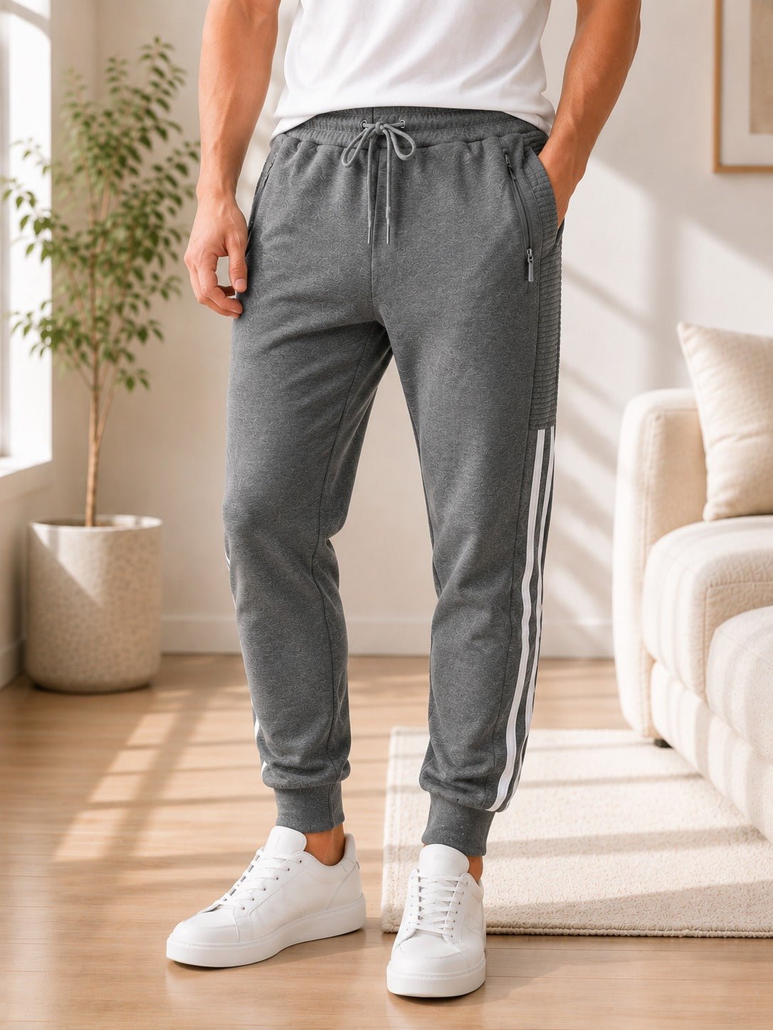 Men's Grey Stripe Track Pants - StylePhase SA