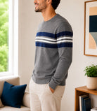 Men's Grey Stripped Knit Jersey - StylePhase SA