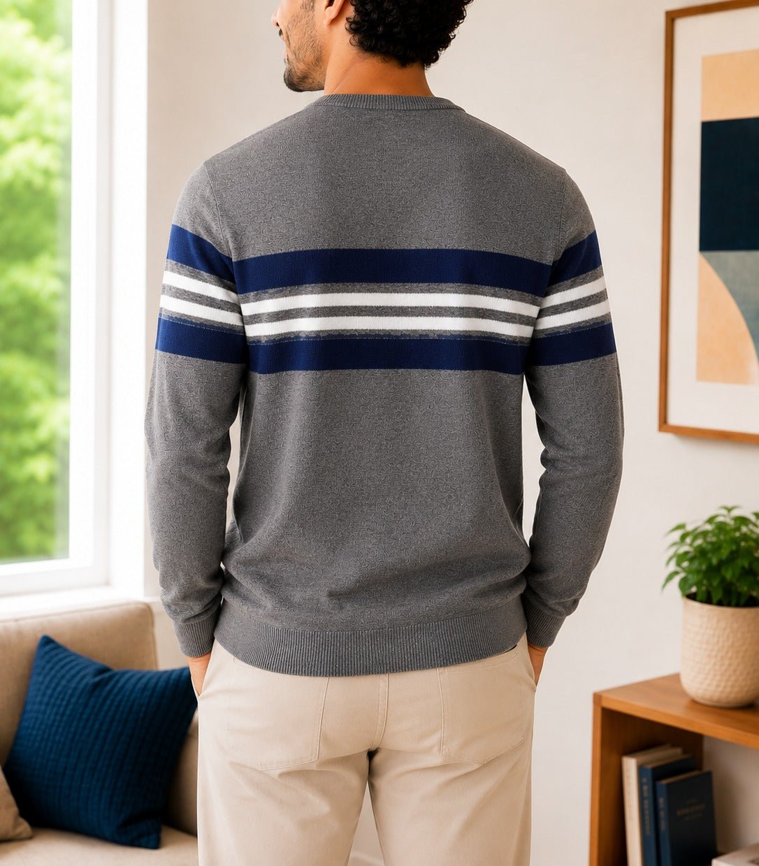 Men's Grey Stripped Knit Jersey - StylePhase SA