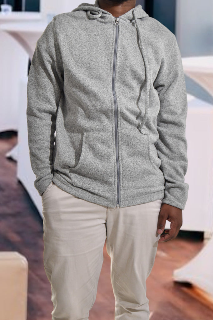 Mens Grey Zip Front Hoodie - StylePhase SA