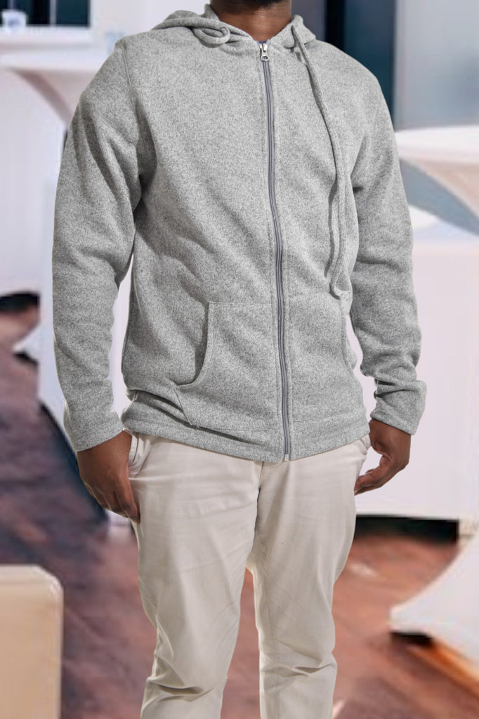 Mens Grey Zip Front Hoodie - StylePhase SA