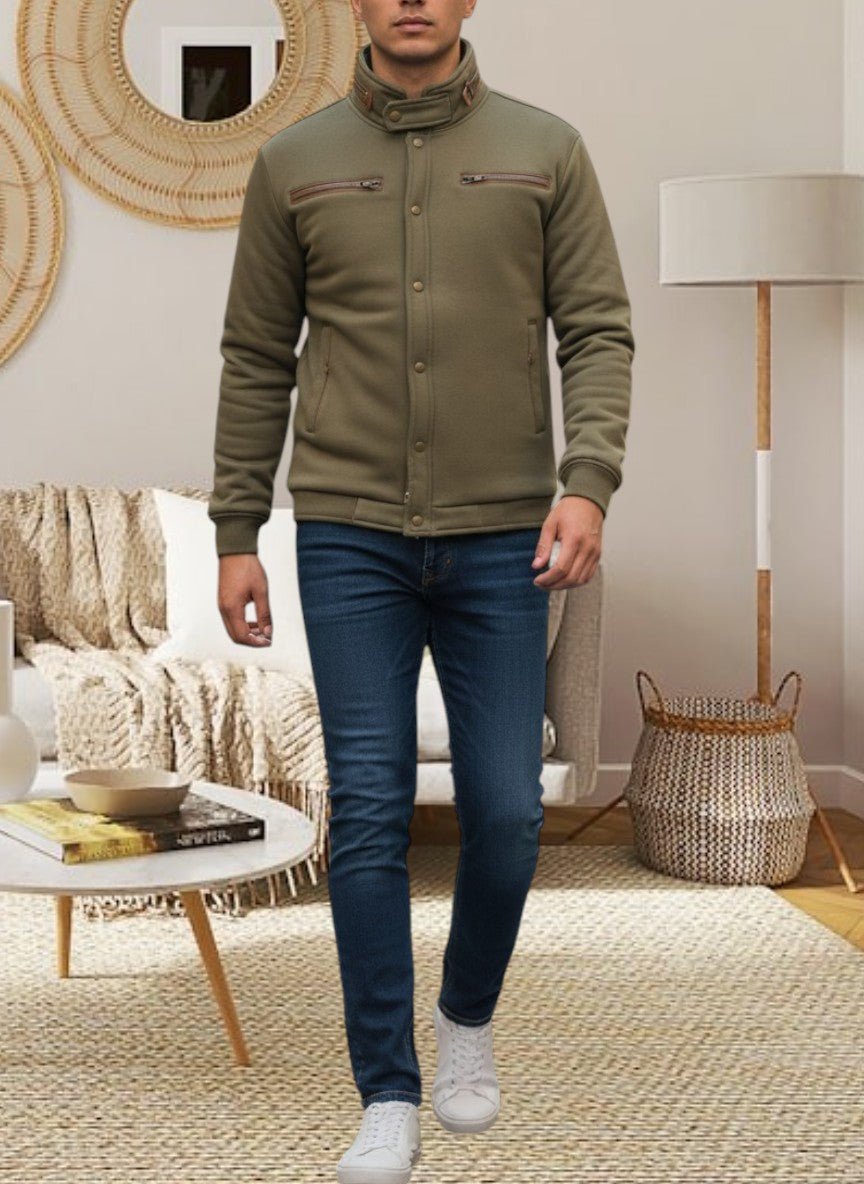 Mens Khaki Fur Lined Jacket - StylePhase SA