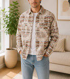 Men's Khaki Printed Melton Shacket - StylePhase SA