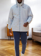 Mens Light Blue Fur hoody Zip jacket - StylePhase SA