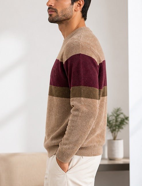 Men's Light Brown Round Neck Sweater - StylePhase SA