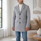 Men's Light Grey Single Breasted Coat - StylePhase SA