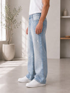 Men's Light Wash Denim Baggy Jeans - StylePhase SA