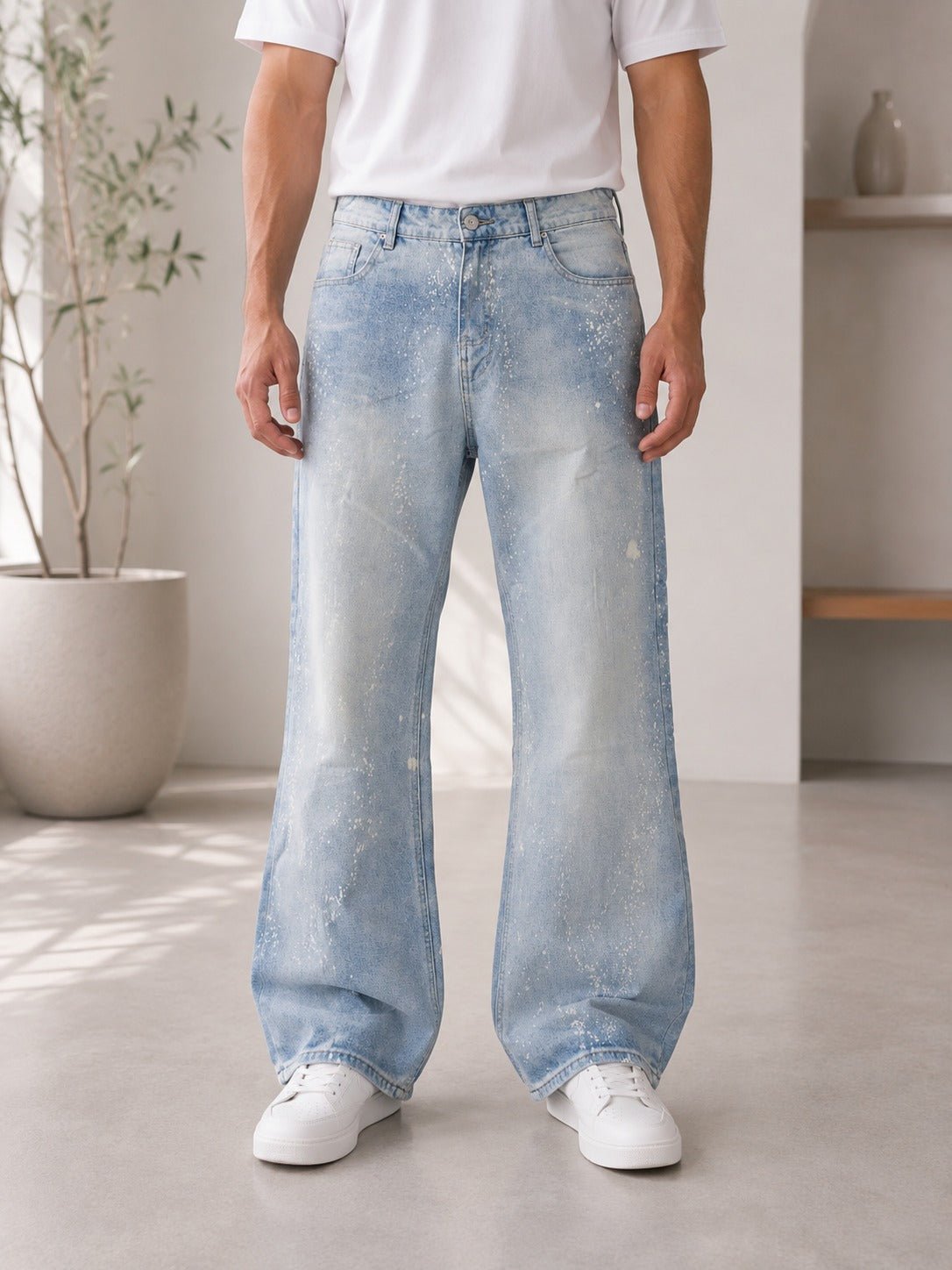Men's Light Wash Denim Baggy Jeans - StylePhase SA
