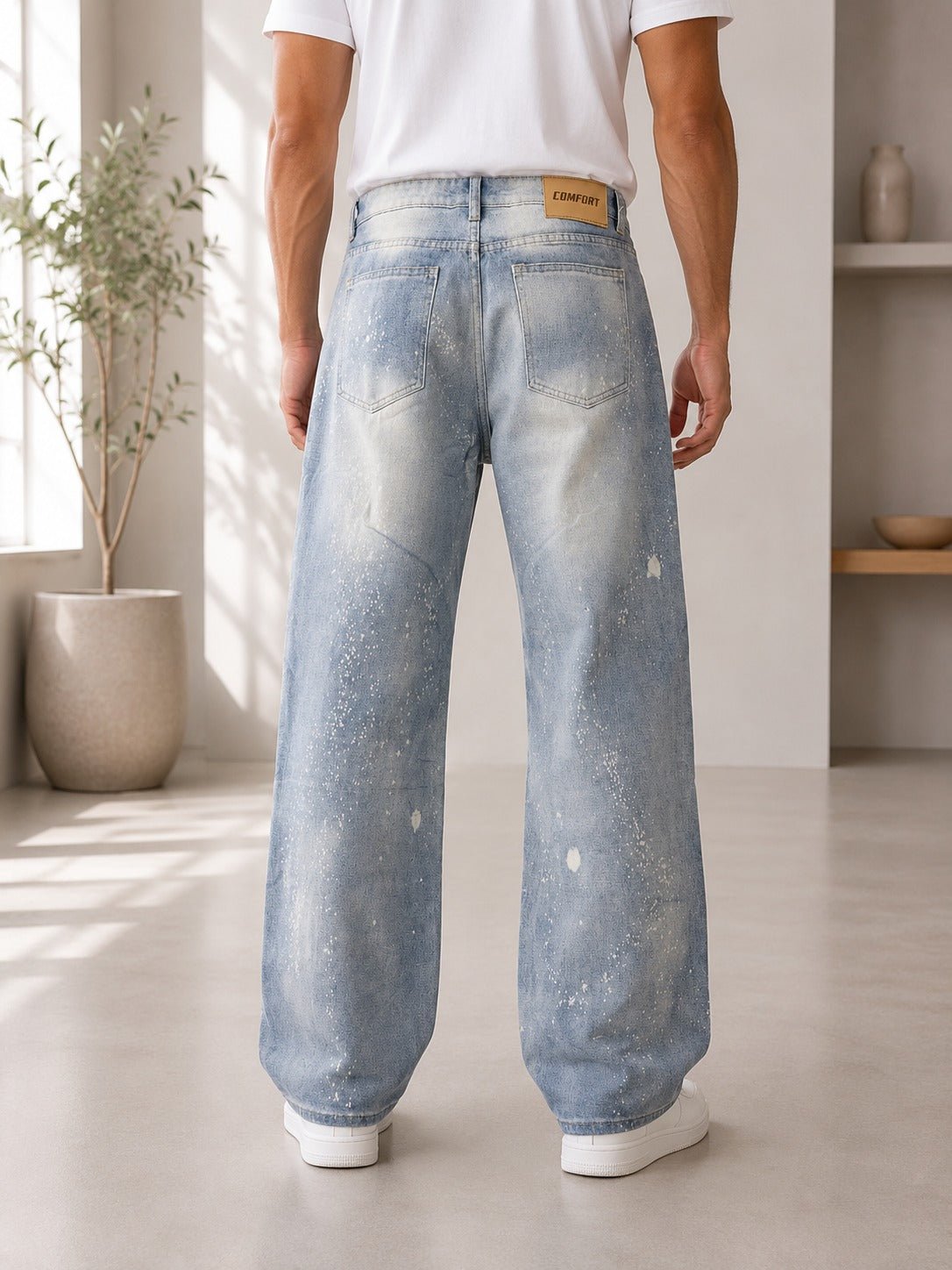 Men's Light Wash Denim Baggy Jeans - StylePhase SA